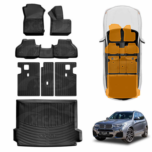 Floor Mats Boot Liner Set for BMW X3 2011-2017 F25 Series All Weather Heavy Duty Cargo Kick Mats Back Seat Protector Cover