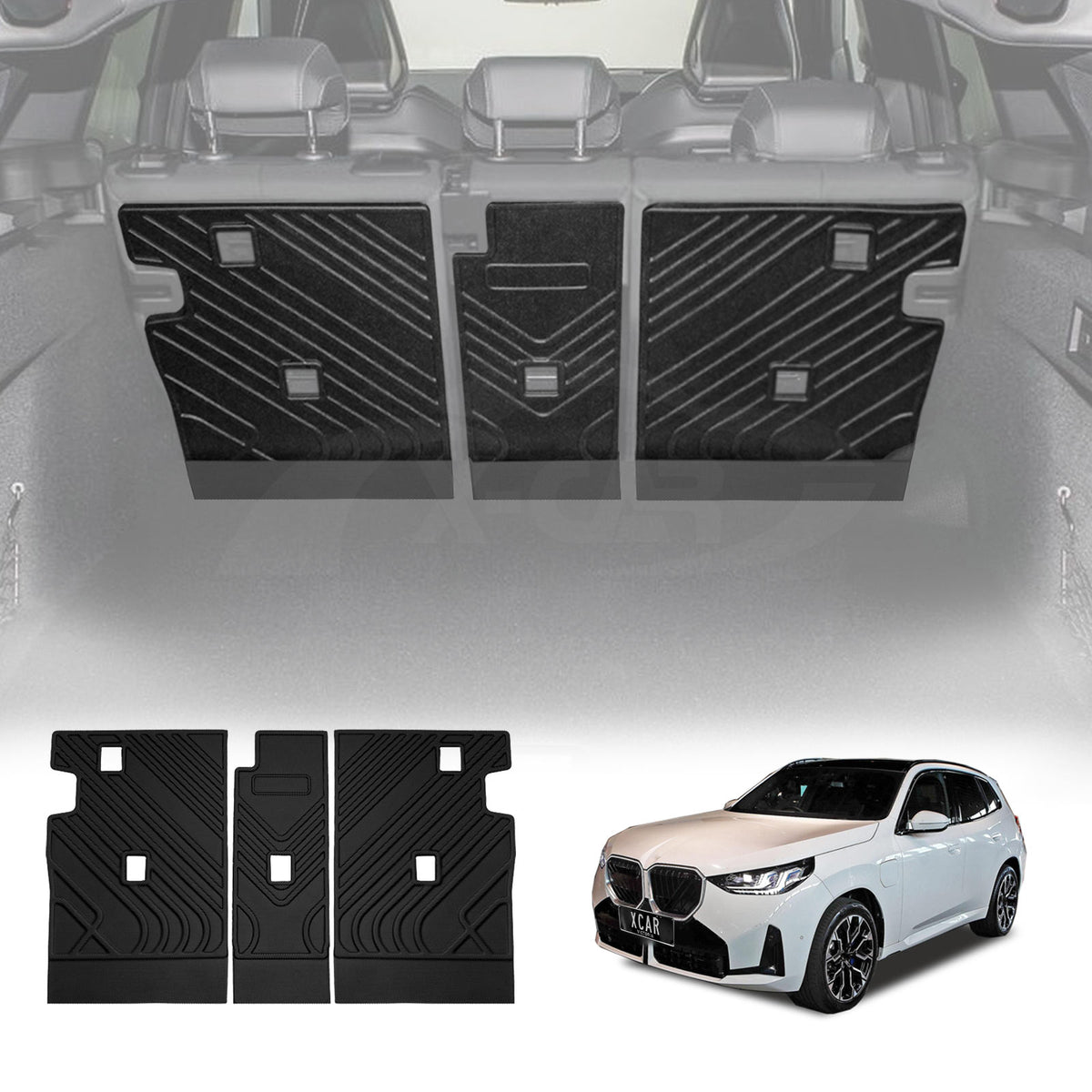 Back Seat Protector for BMW X3 G45 30e xDrive PHEV 2024-Onwards All Weather Heavy Duty Car Seat Kick Mats Cover