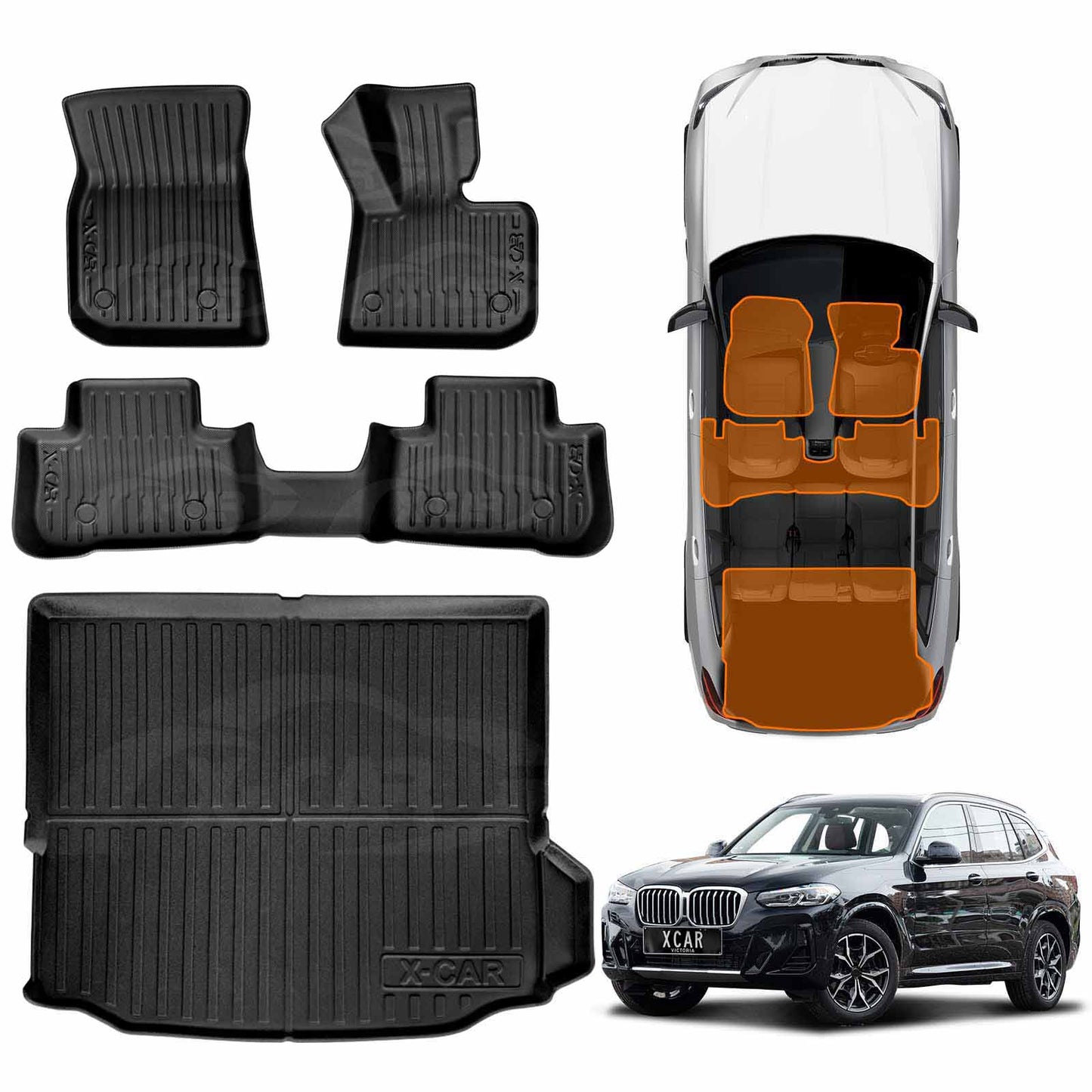 3D Floor Mats Boot Liner for BMW X3 M G01 F97 2017-2024 All Weather Heavy Duty Cargo Car Trunk Luggage Tray