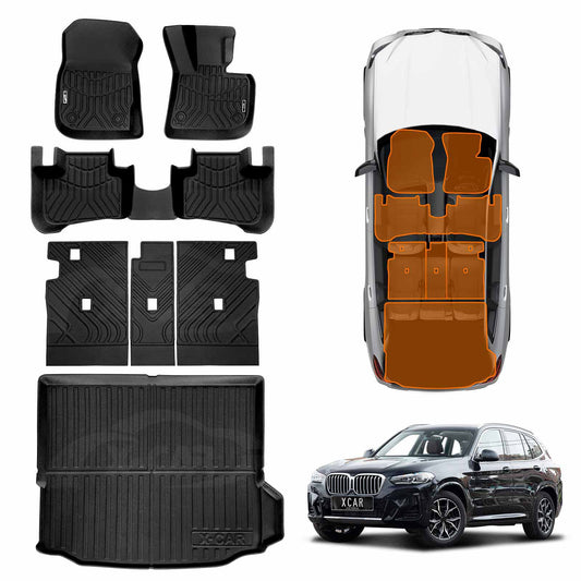 Floor Mat Boot Liner Back Seat Protector Combo for BMW BMW X3 M G01 F97 2017-2024 Heavy Duty Car Kick Mats Cover