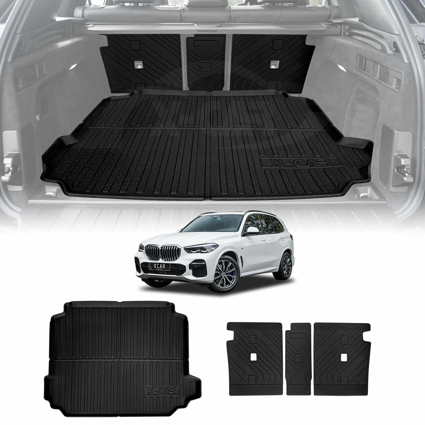 Boot Liner Back Seat Protector for BMW X5 X5M G05 F95 2018-Onwards All Weather Heavy Duty Cargo Car Trunk Kick Mats