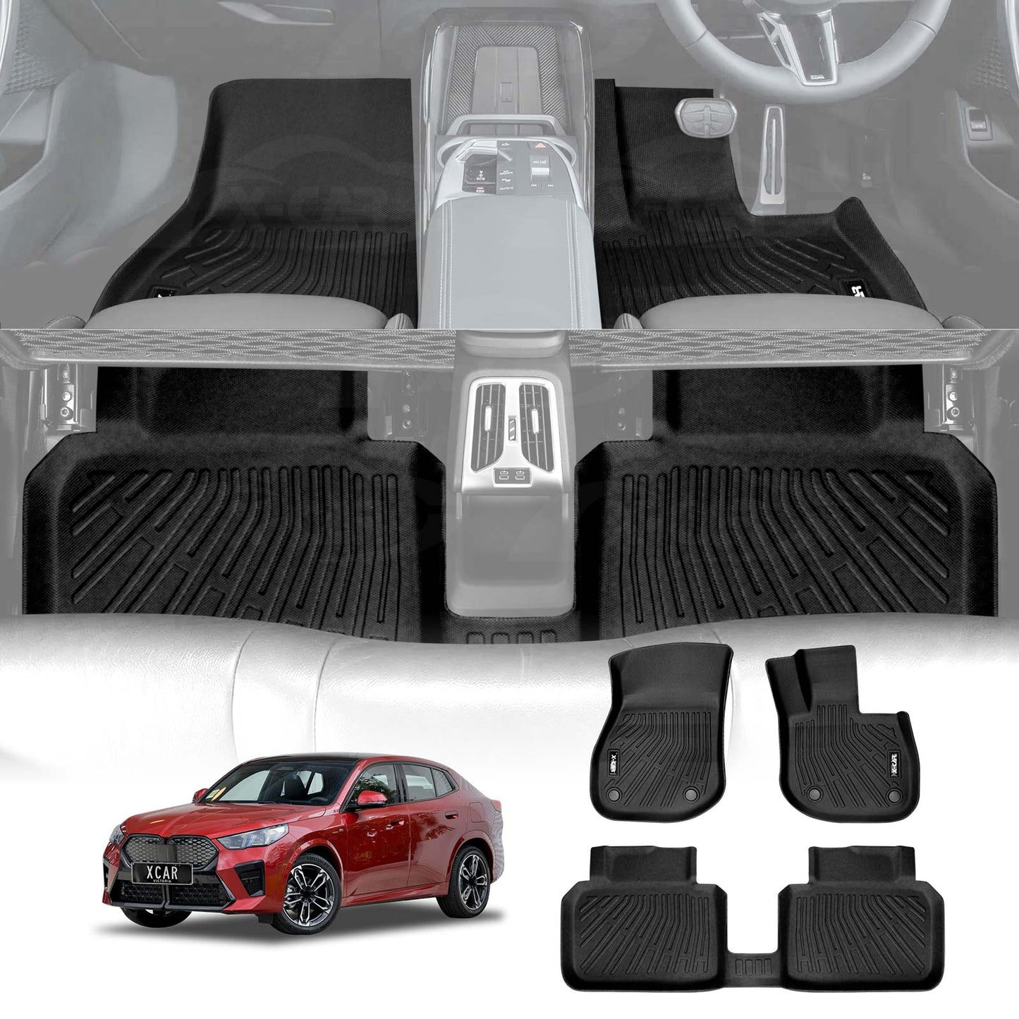 3D Floor Mats for BMW iX2 U10 Series 2024-Onwards Heavy Duty All Weather Car Waterproof Interior Protection Liner Set
