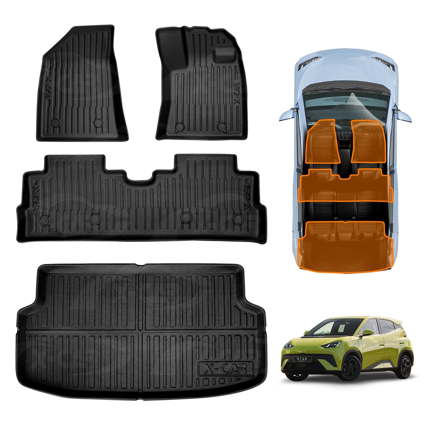 3D Floor Mats Boot Liner Set for BYD ATTO1 ATTO 1 Hatch 2025-Onwards All Weather Heavy Duty Cargo Car Trunk Luggage Tray