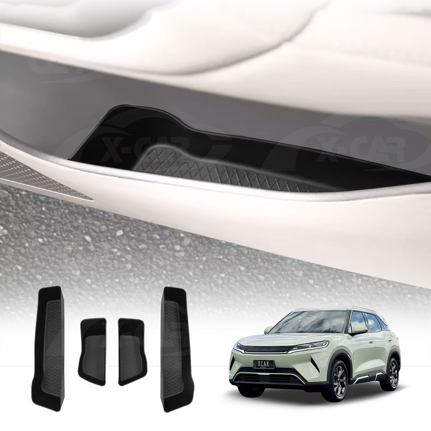 Car Door Side Storage Box Tray for BYD Atto 2 Atto2 2025-Onwards Organizer Accessories Front and Rear Row Set of 4