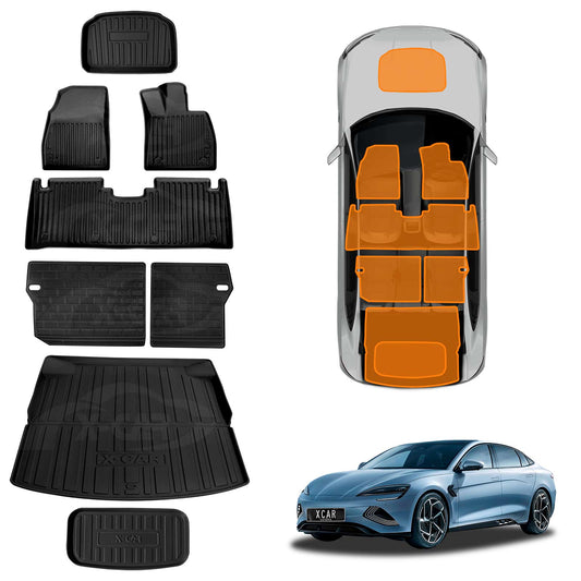 3D Floor Mats Boot Liner Set for BYD Seal 2023-2025 All Weather Heavy Duty Kick Mats Front Trunk Toolbox Cargo Back Seat Protector Cover