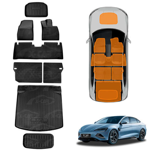 3D Floor Mats Boot Liner Set for BYD Seal 2023-2025 All Weather Heavy Duty Kick Mats Front Trunk Toolbox Cargo Back Seat Protector Cover