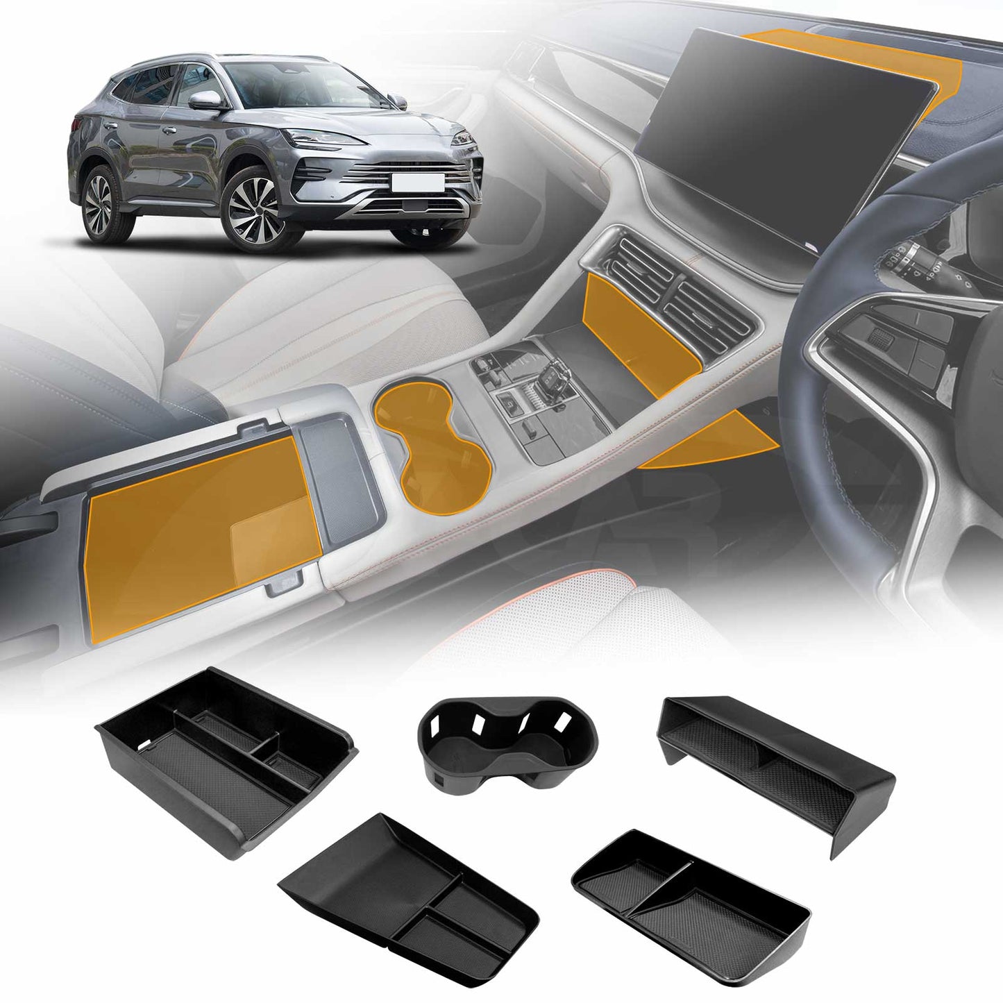 Centre Console Organizer Tray for BYD SEALION 6 SEALION6 2024-2025 Armrest Storage Box Cup Holder Car Interior Accessories