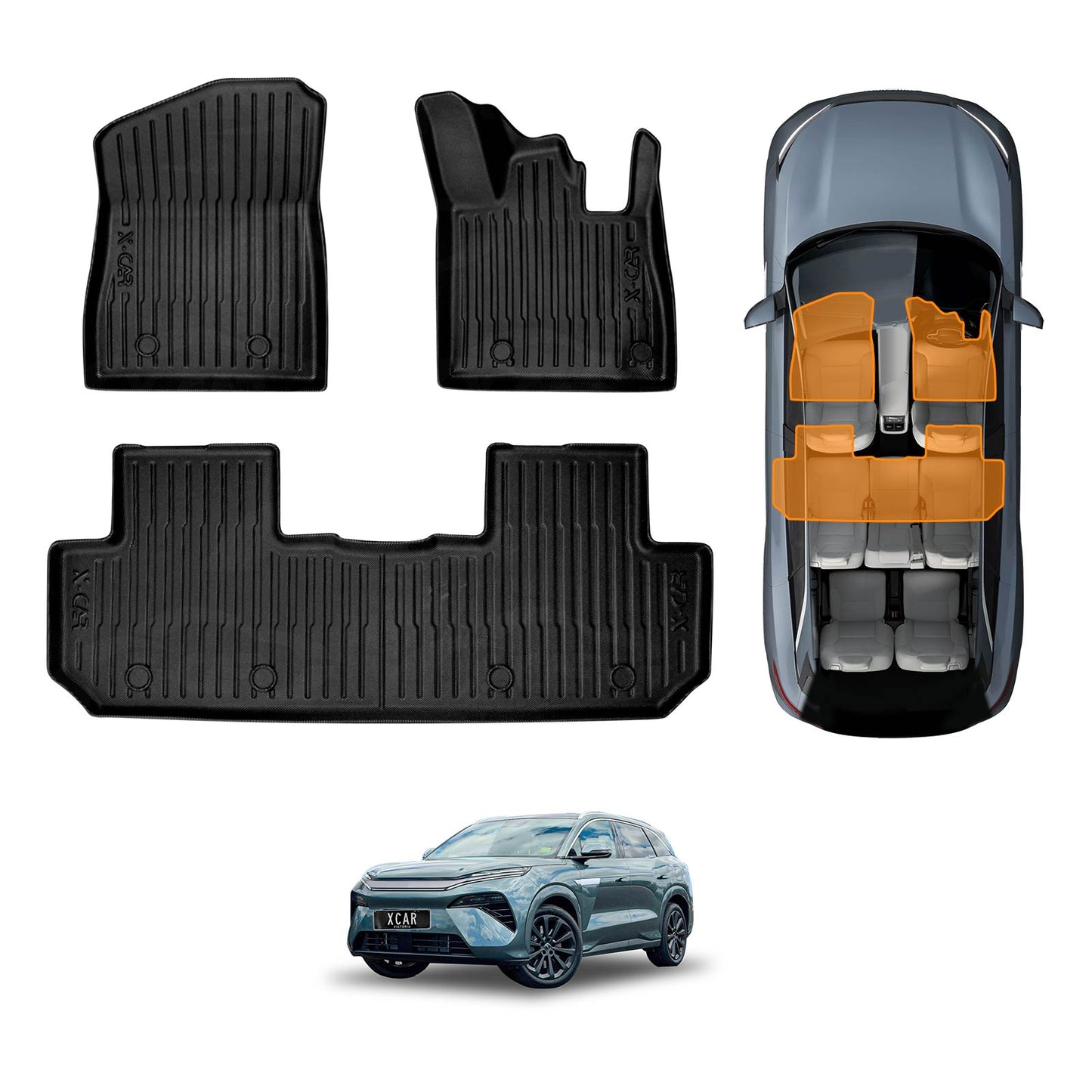Front Rear Floor Mats for BYD SEALION 8 SEALION8 2026-Onwards Heavy Duty All Weather Car Mats Liner Set