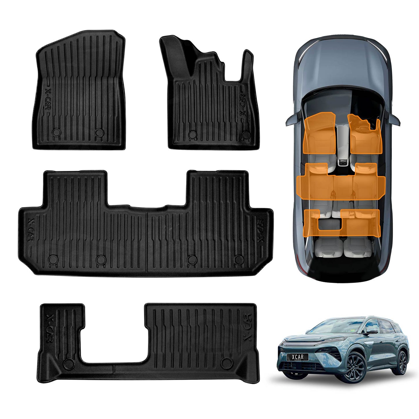 3D Floor Mats Set for BYD SEALION 8 SEALION8 2026-Onwards Heavy Duty All Weather Front Rear Car Mats Liner
