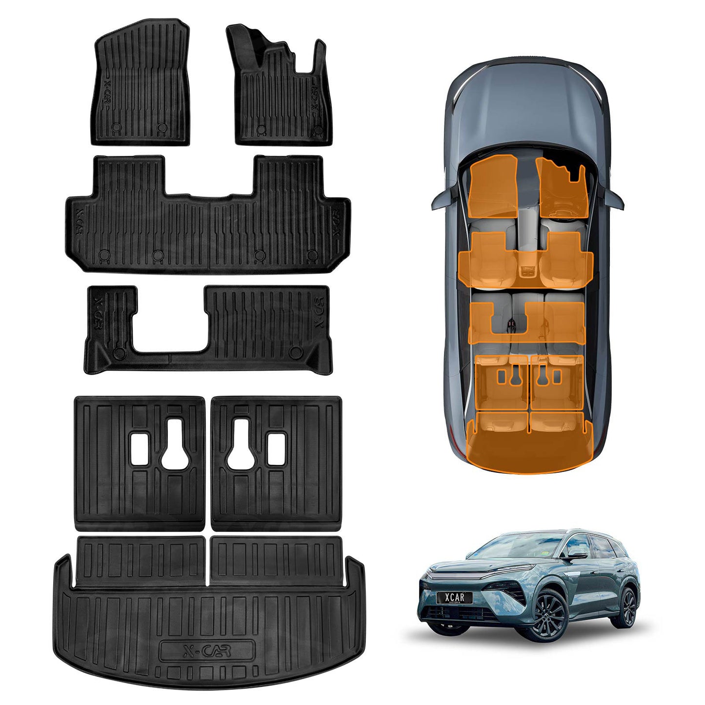 3D Floor Mats Boot Liner for BYD SEALION 8 SEALION8 2026-Onwards All Weather Heavy Duty Cargo Car Trunk Luggage Tray