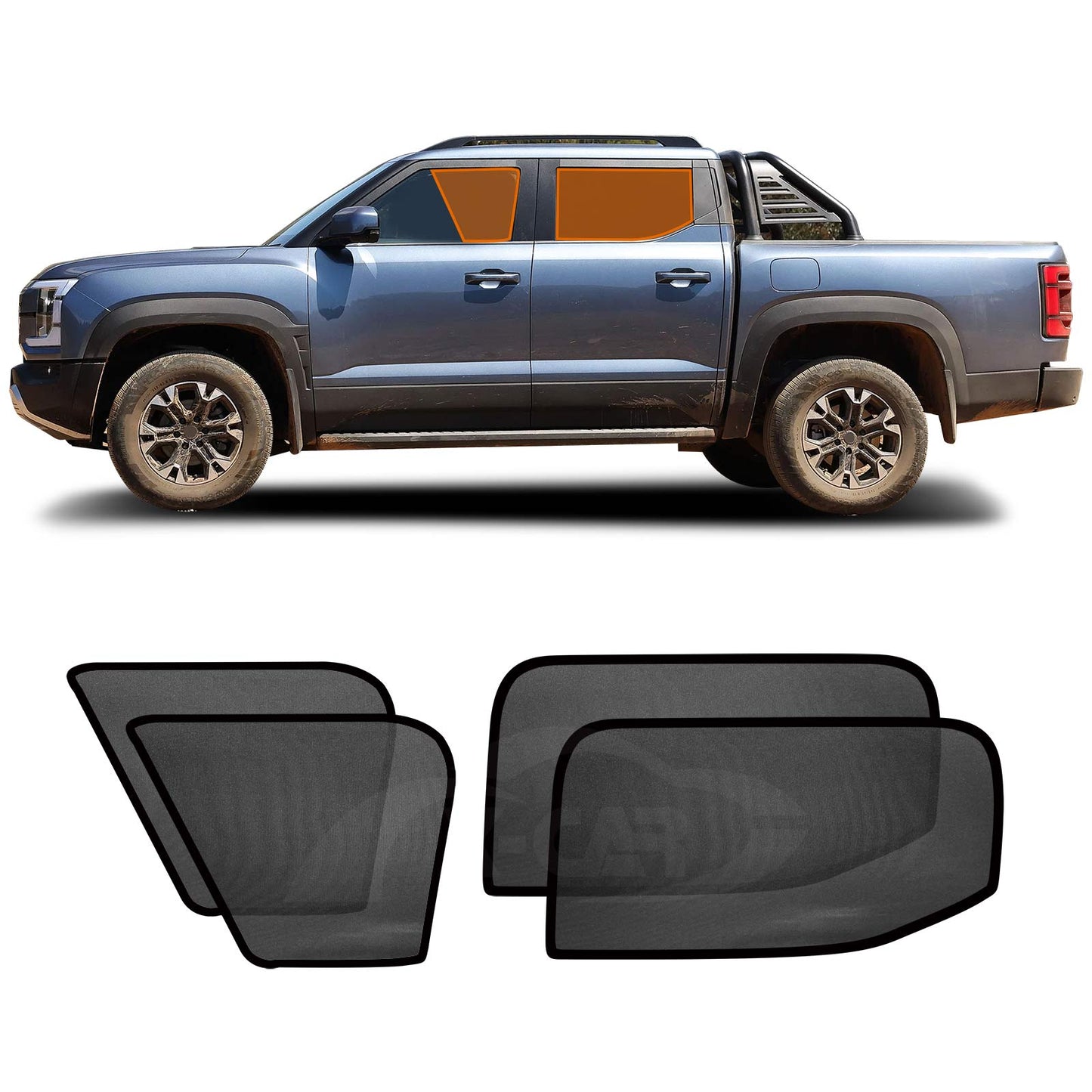 Front Rear Window Sun Shade for BYD Shark 6 2024-Onwards UV Protection Car Sunshade Blind Mesh