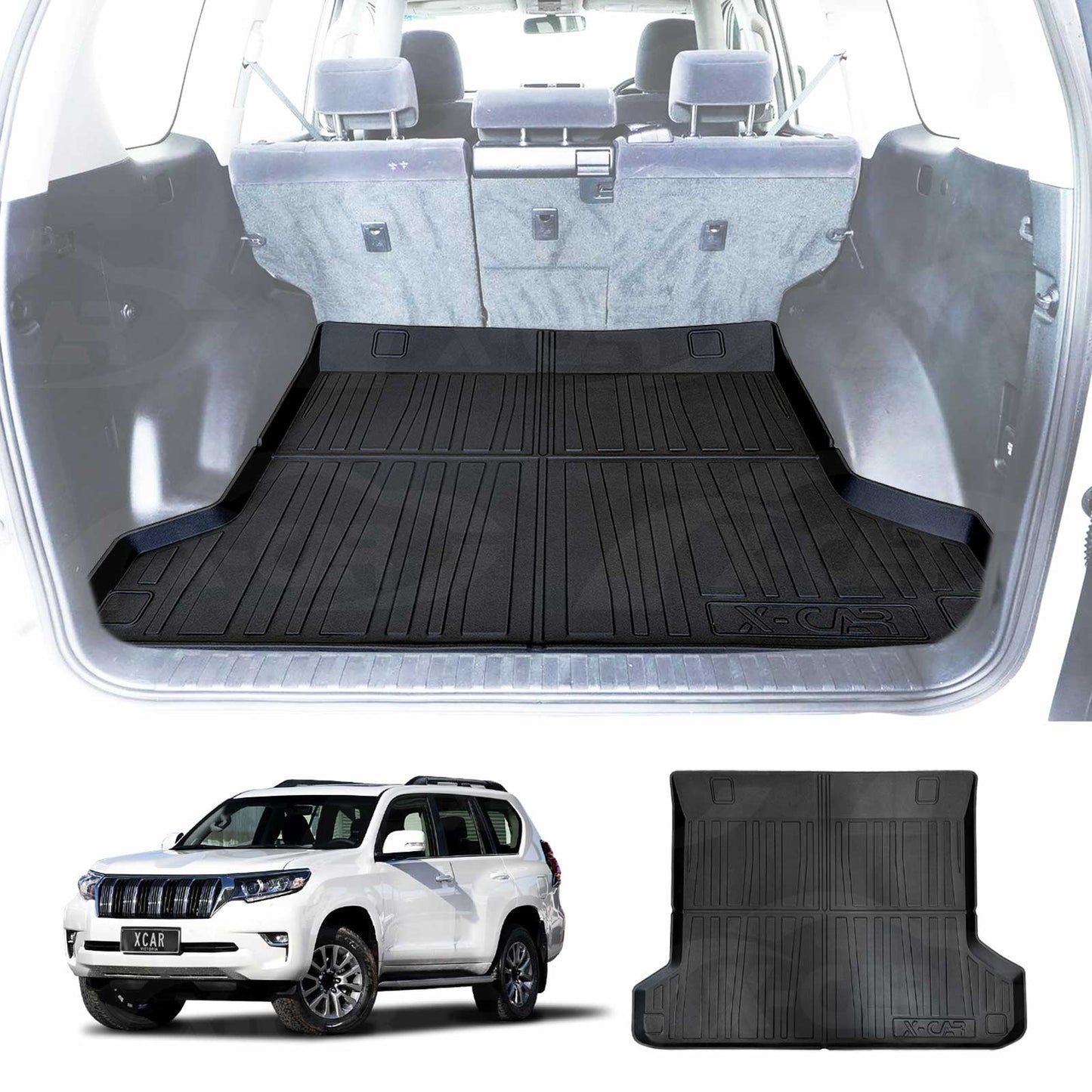 Cargo Rubber Waterproof Mat Boot Liner Cover Luggage Tray for TOYOTA PRADO 150 Series 5 Seater 2009-2024
