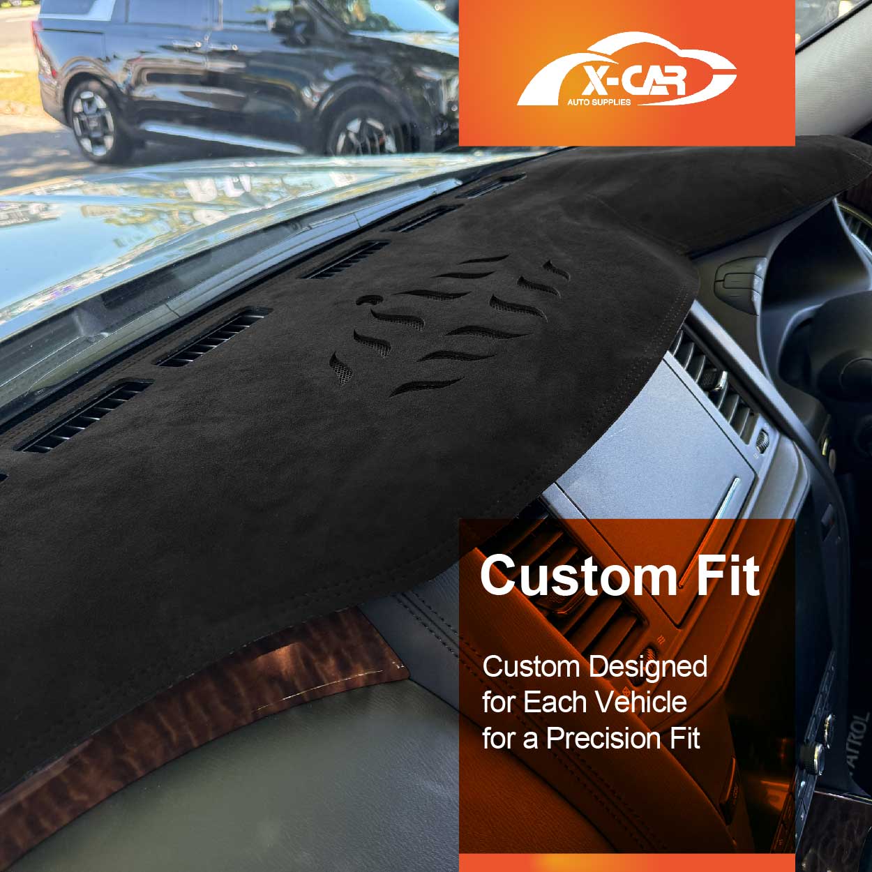 Luxury 3D Dash Mat Pad Cover Non-Slip for Nissan Patrol 2012-2024 Y62 Series Microfiber Leather