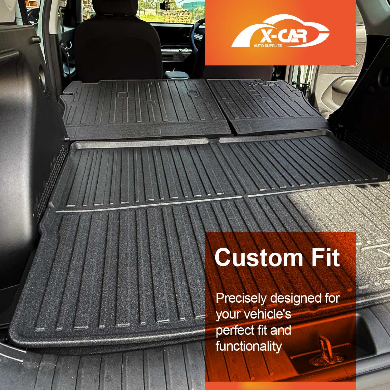 3D Floor Mats Boot Liner for Hyundai Kona 2023-2025 All Weather Heavy Duty Cargo Car Trunk Luggage Tray