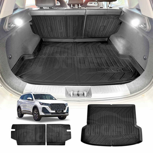 Boot Liner Kick Mats Set for Chery Tiggo 7 Pro 2023-Onwards All Weather Heavy Duty Cargo Car Trunk Back Seat Protector