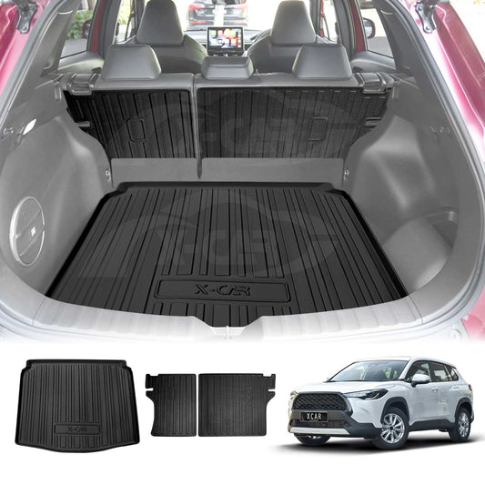 Boot Liner Set for Toyota Corolla Cross 2022-Onwards All Weather Heavy Duty Car Trunk Back Seat Protector Cargo Kick Mats