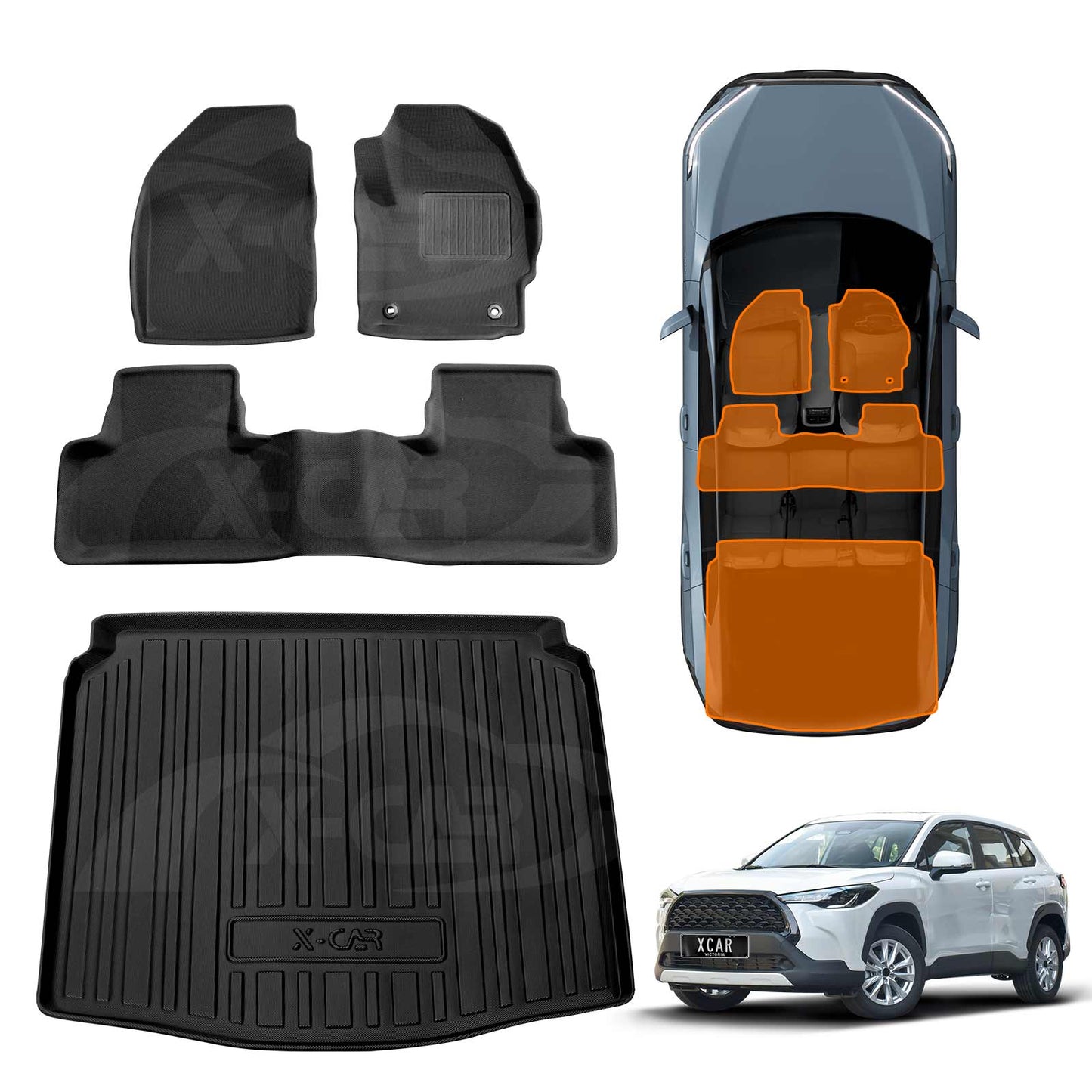 3D Floor Mats Boot Liner for Toyota Corolla Cross 2022-Onwards All Weather Heavy Duty Cargo Car Trunk Luggage Tray