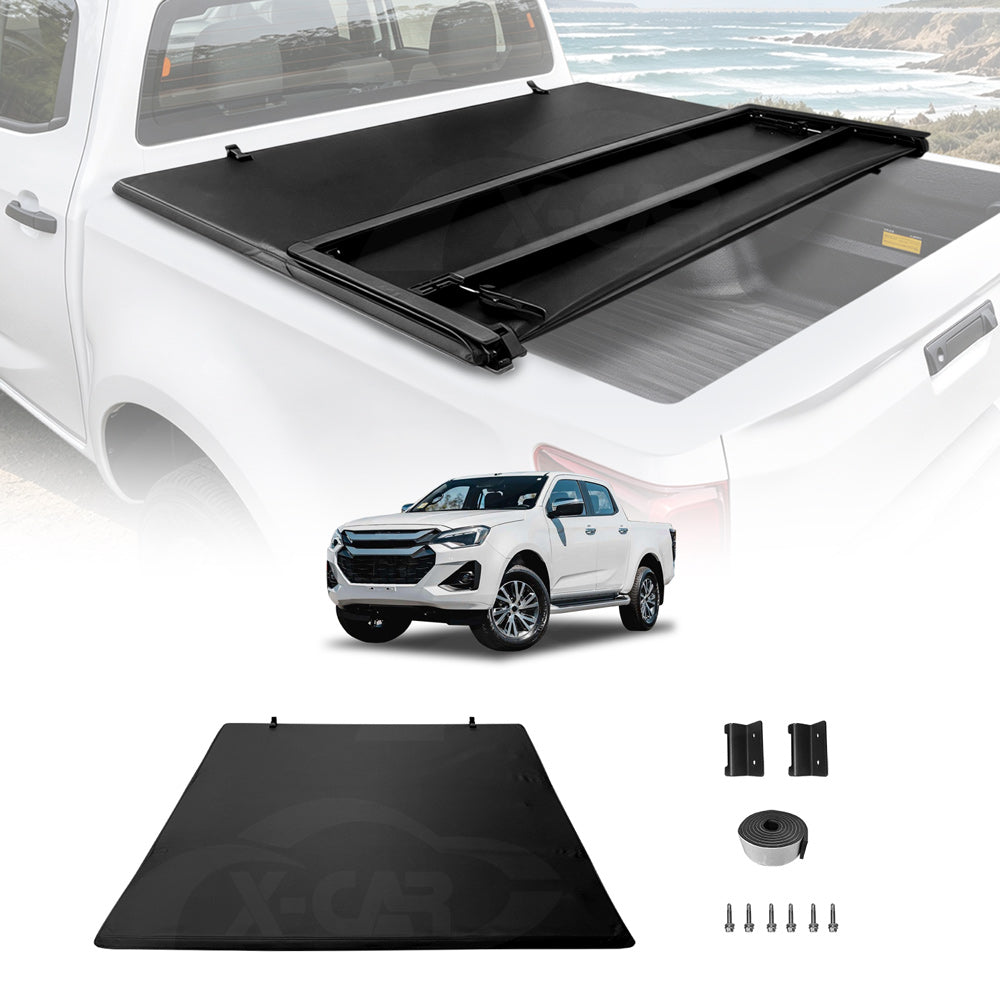 Soft Tonneau Cover for ISUZU D-MAX DMAX Dual Cab 2020-Onwards Heavy Duty Tri-Fold Ute Tub Truck Cargo Bed Cover