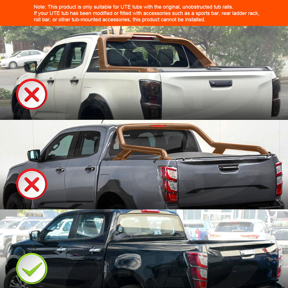 Soft Tonneau Cover for ISUZU D-MAX DMAX Dual Cab 2020-Onwards Heavy Duty Tri-Fold Ute Tub Truck Cargo Bed Cover