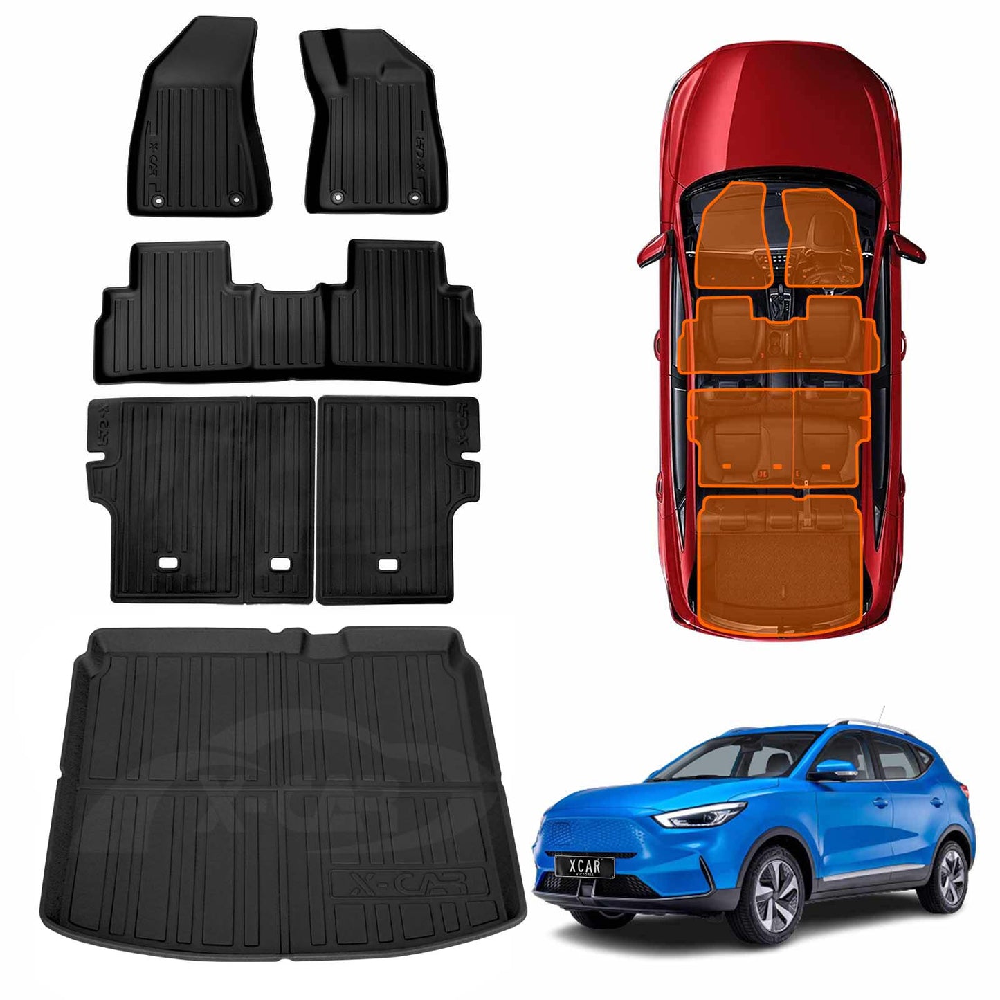 Floor Mat Boot Liner Back Seat Protector Combo for MG ZS EV Electric SUV 2020-2024 Heavy Duty Car Kick Mats Cover