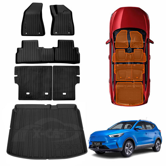 Floor Mat Boot Liner Back Seat Protector Combo for MG ZS EV Electric SUV 2020-2024 Heavy Duty Car Kick Mats Cover