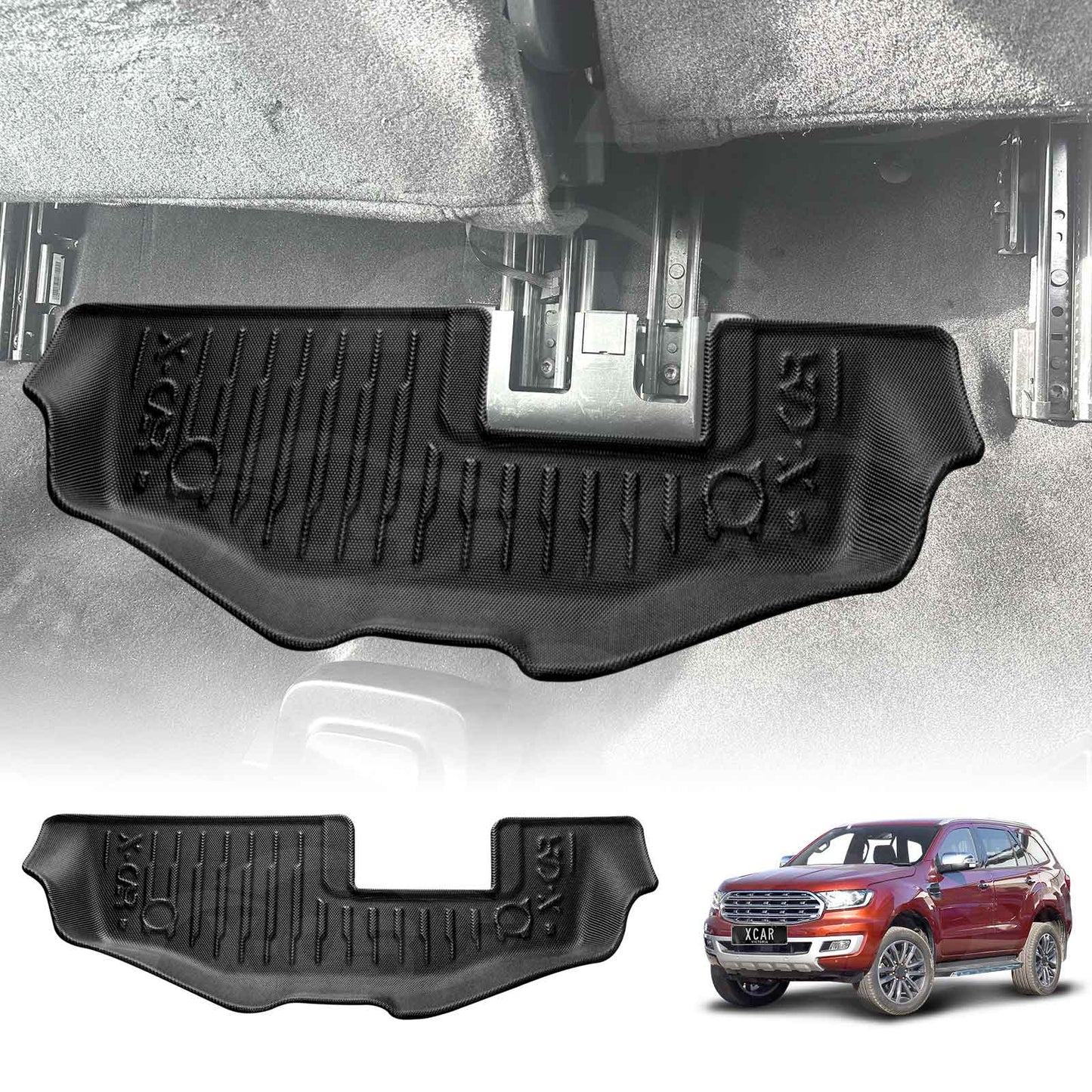 Third Row Seat Floor Mat for Ford Everest 2015-2022 Heavy Duty All Weather Car Mats Carpet Liner Set