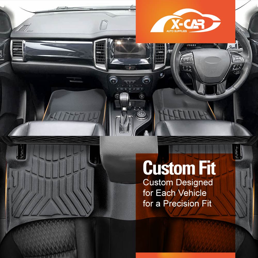 3D Floor Mats Boot Liner Set for Ford Everest 2015-2022 All Weather Heavy Duty Cargo Kick Mats Back Seat Protector Cover