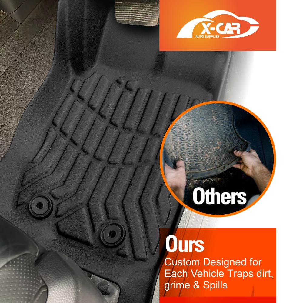 3D Floor Mats Boot Liner Set for Ford Everest 2015-2022 All Weather Heavy Duty Cargo Kick Mats Back Seat Protector Cover