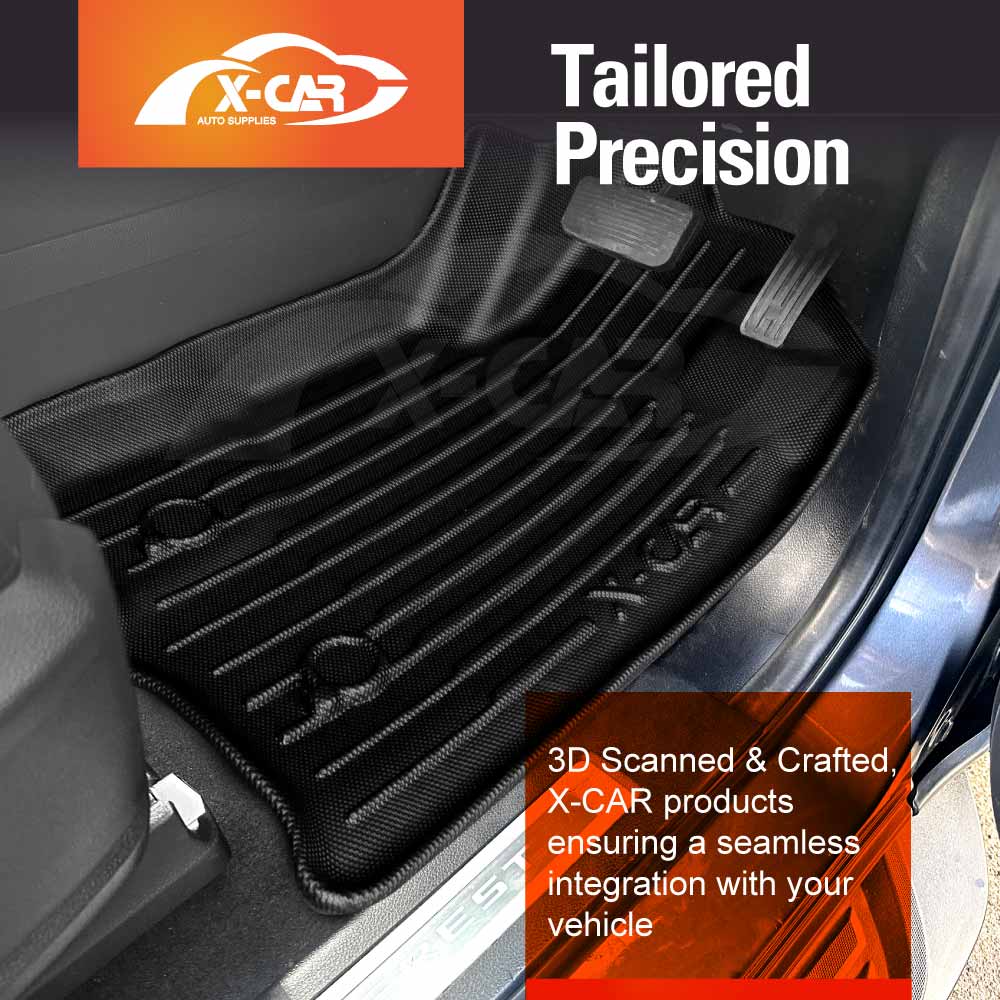 3-Pcs Boot Liner Floor Mats Set for Ford Everest 2015-2022 All Weather Heavy Duty Cargo Kick Mats Back Seat Protector Cover