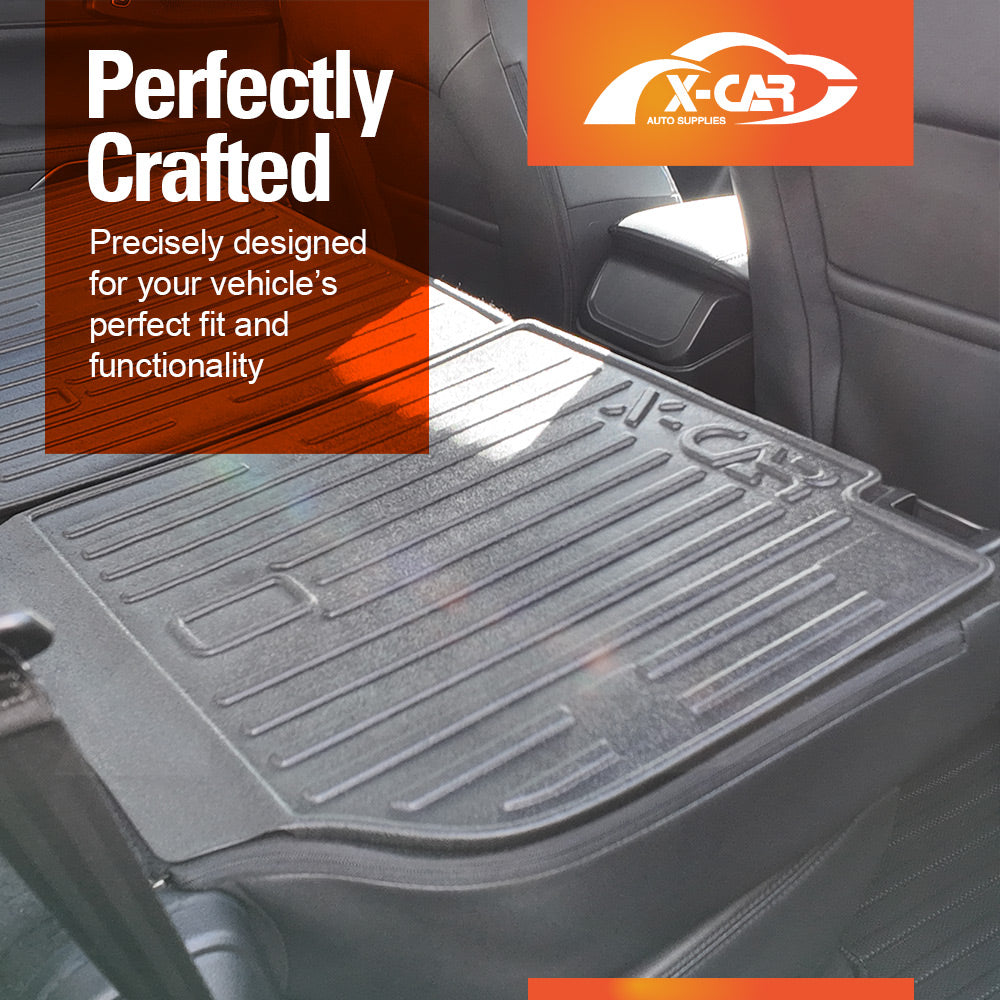 3-Pcs Boot Liner Floor Mats Set for Ford Everest 2015-2022 All Weather Heavy Duty Cargo Kick Mats Back Seat Protector Cover
