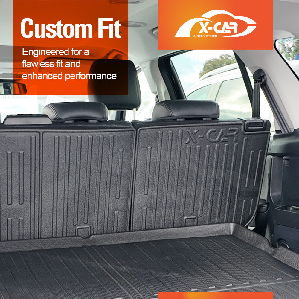 3-Pcs Boot Liner Floor Mats Set for Ford Everest 2015-2022 All Weather Heavy Duty Cargo Kick Mats Back Seat Protector Cover