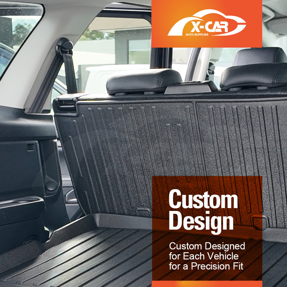 3-Pcs Boot Liner Floor Mats Set for Ford Everest 2015-2022 All Weather Heavy Duty Cargo Kick Mats Back Seat Protector Cover