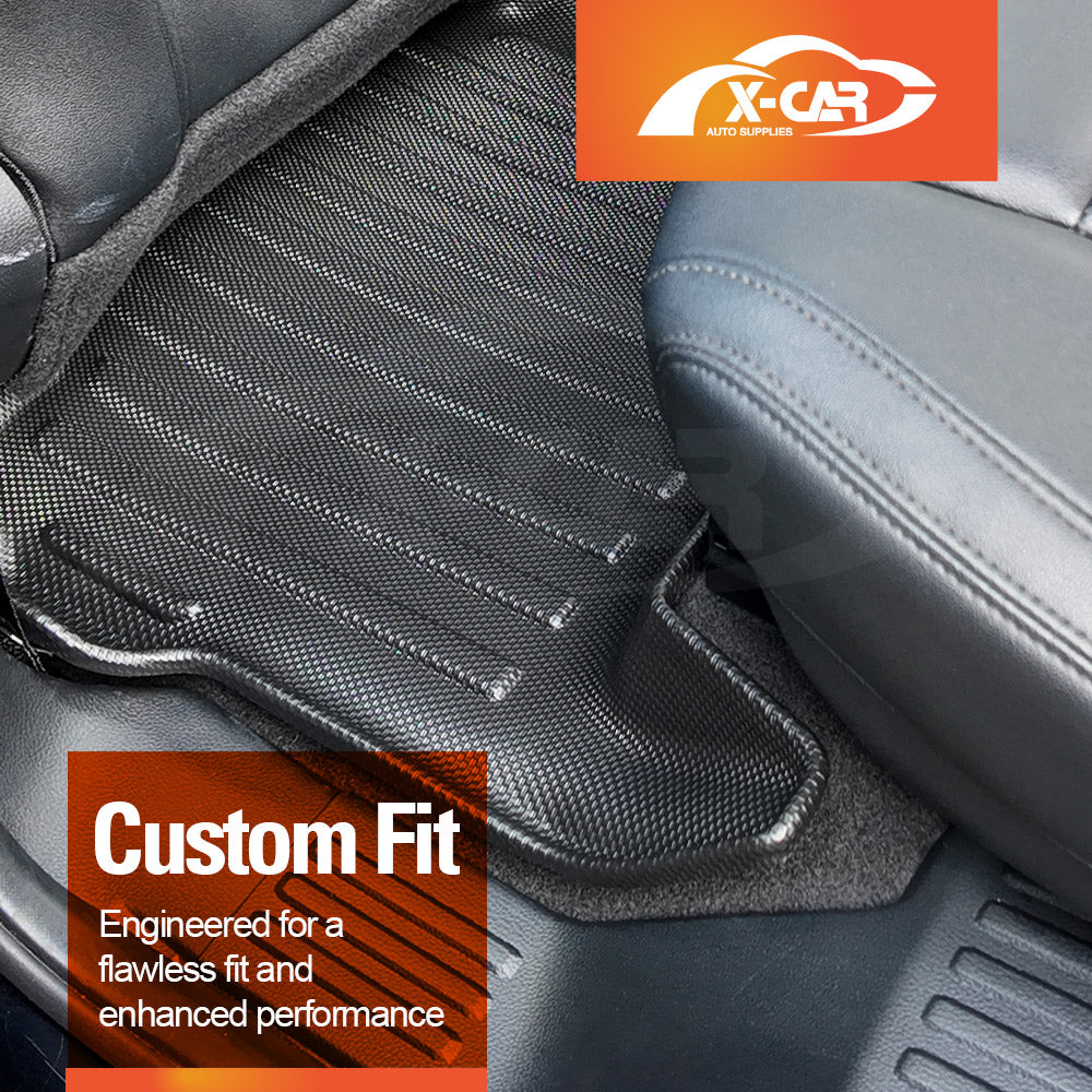 3-Pcs Boot Liners Floor Mats Set for Ford Everest 2022-Onwards All Weather Heavy Duty Cargo Trunk Carpet Liner Set