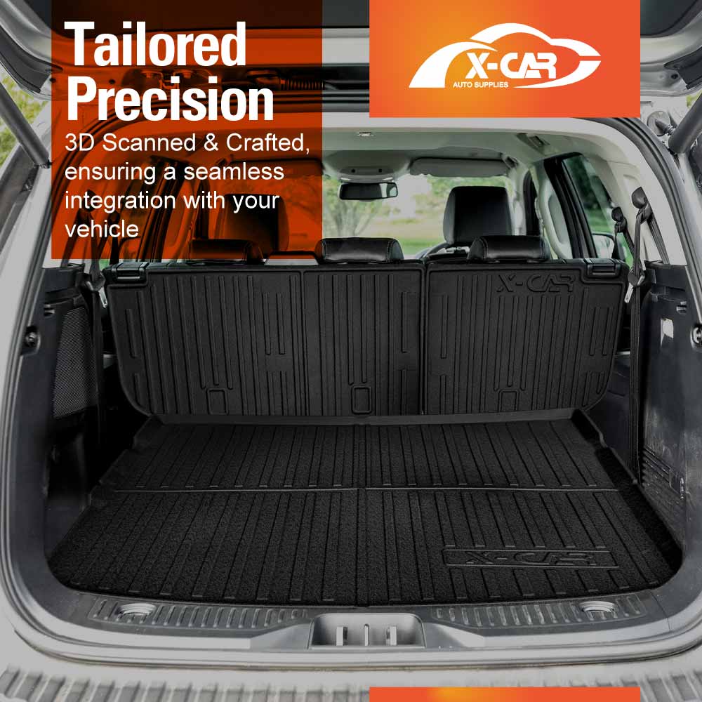 3D Floor Mats Boot Liner Set for Ford Everest 2015-2022 All Weather Heavy Duty Cargo Kick Mats Back Seat Protector Cover