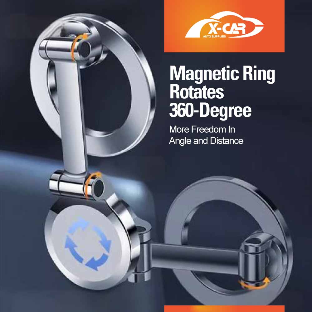 Foldable Magnetic Phone Holder for iPhone and Android for MagSafe Adjustable Dashboard Mount with Alloy Construction