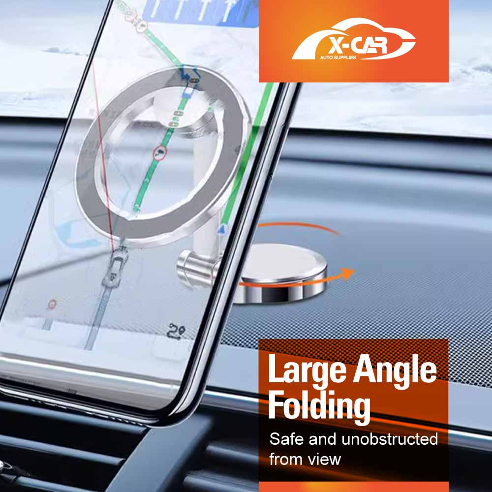 Foldable Magnetic Phone Holder for iPhone and Android for MagSafe Adjustable Dashboard Mount with Alloy Construction