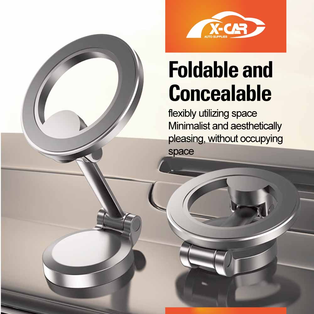Foldable Magnetic Phone Holder for iPhone and Android for MagSafe Adjustable Dashboard Mount with Alloy Construction