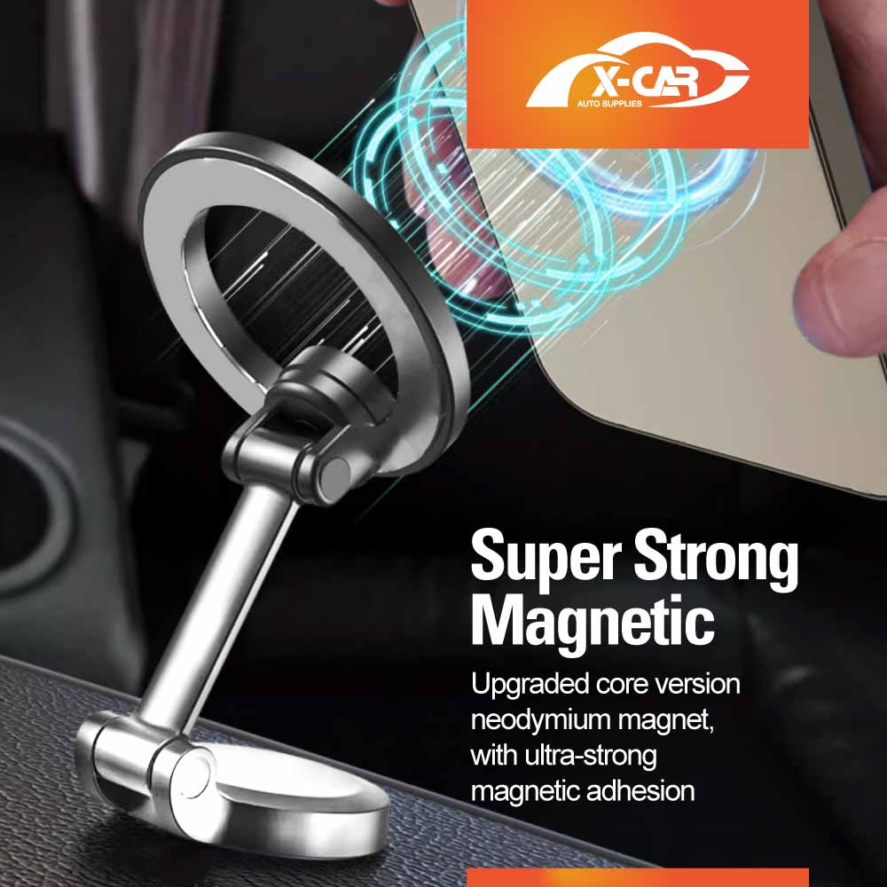 Foldable Magnetic Phone Holder for iPhone and Android for MagSafe Adjustable Dashboard Mount with Alloy Construction