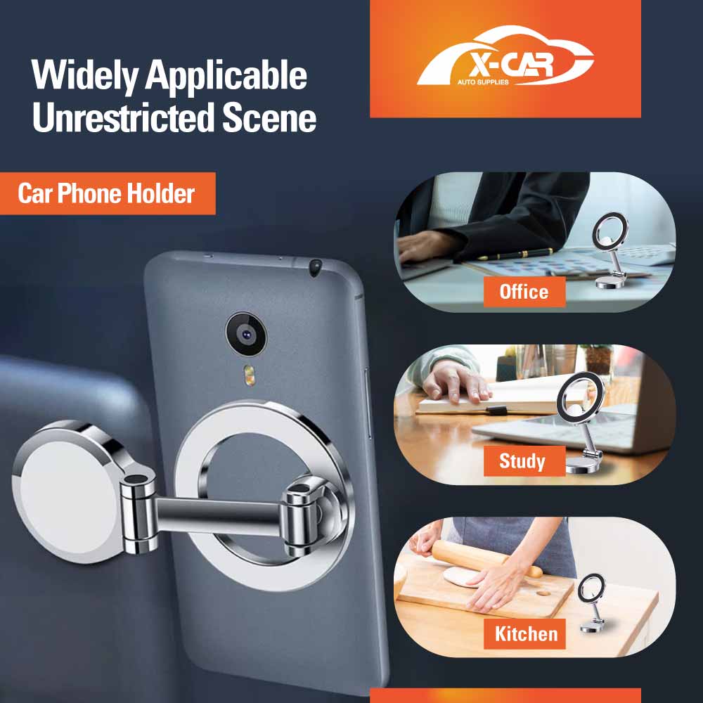 Foldable Magnetic Phone Holder for iPhone and Android for MagSafe Adjustable Dashboard Mount with Alloy Construction