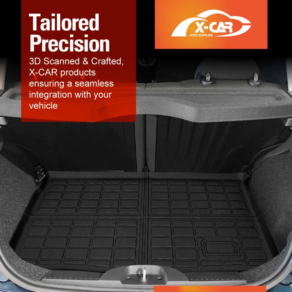 3D Floor Mats Boot Liner Set for Fiat 500 500C 2008-2024 All Weather Heavy Duty Cargo Car Trunk Luggage Tray