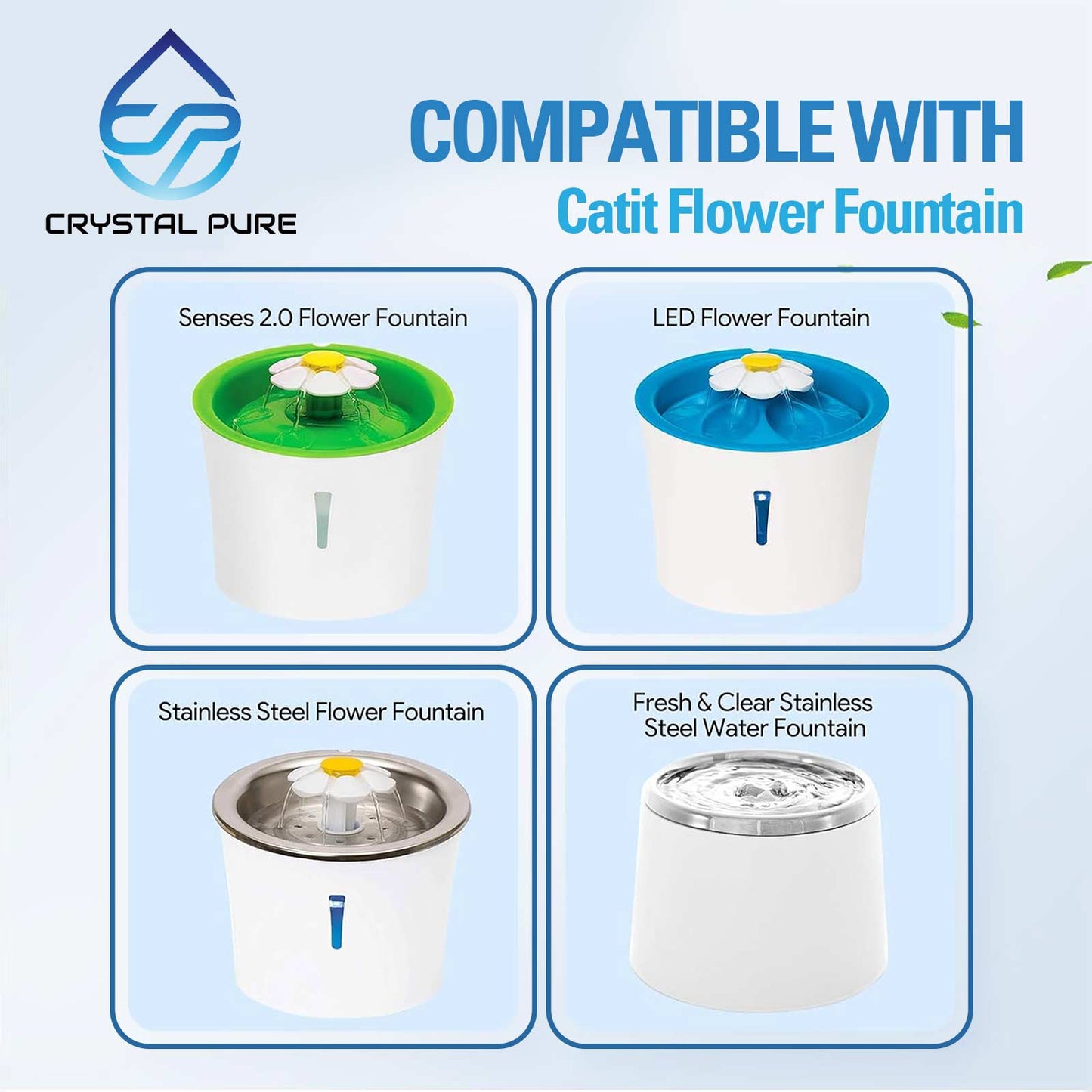5 Packs Replacement Triple Action Water Filter for Catit Senses 2.0 Flower/Fresh & Clear/Design Senses Fountain