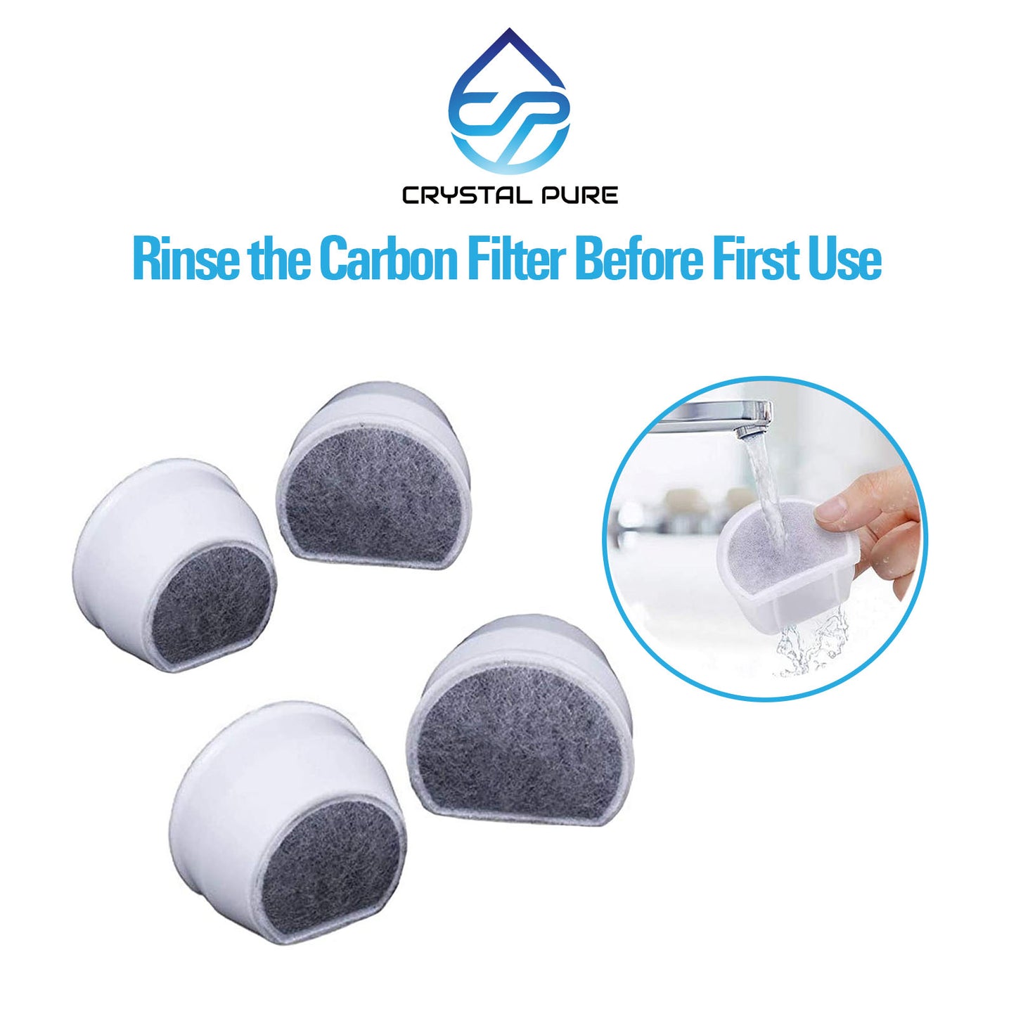 4 Packs Replacement Charcoal Filters for PetSafe Drinkwell Avalon,Pagoda,Sedona,1.8 3.7 7.5 Litre,Butterfly,Stainless 360,Streamside,Seaside Stainless Pet Water Fountain