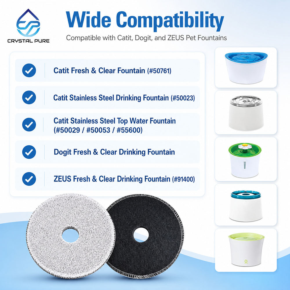 4 Packs Replacement Dual Action Filters for Catit Fresh & Clear /Stainless Steel Drinking Water Fountain