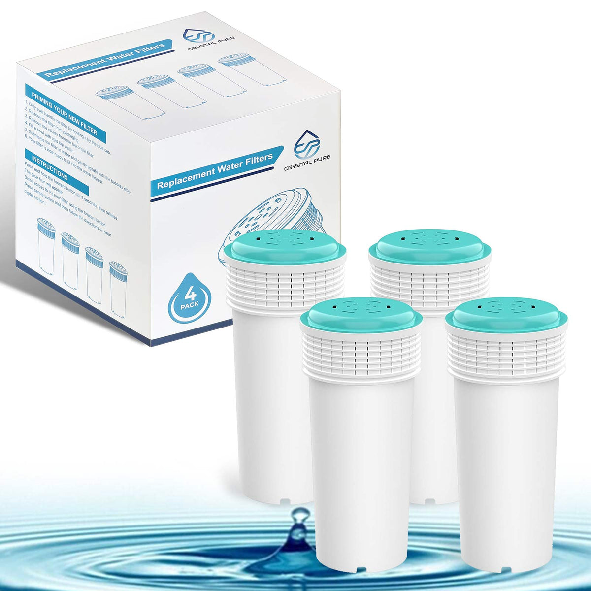 4 Replacement Water Filter Cartridges Compatible with Tommee Tippee Perfect Prep Day & Night