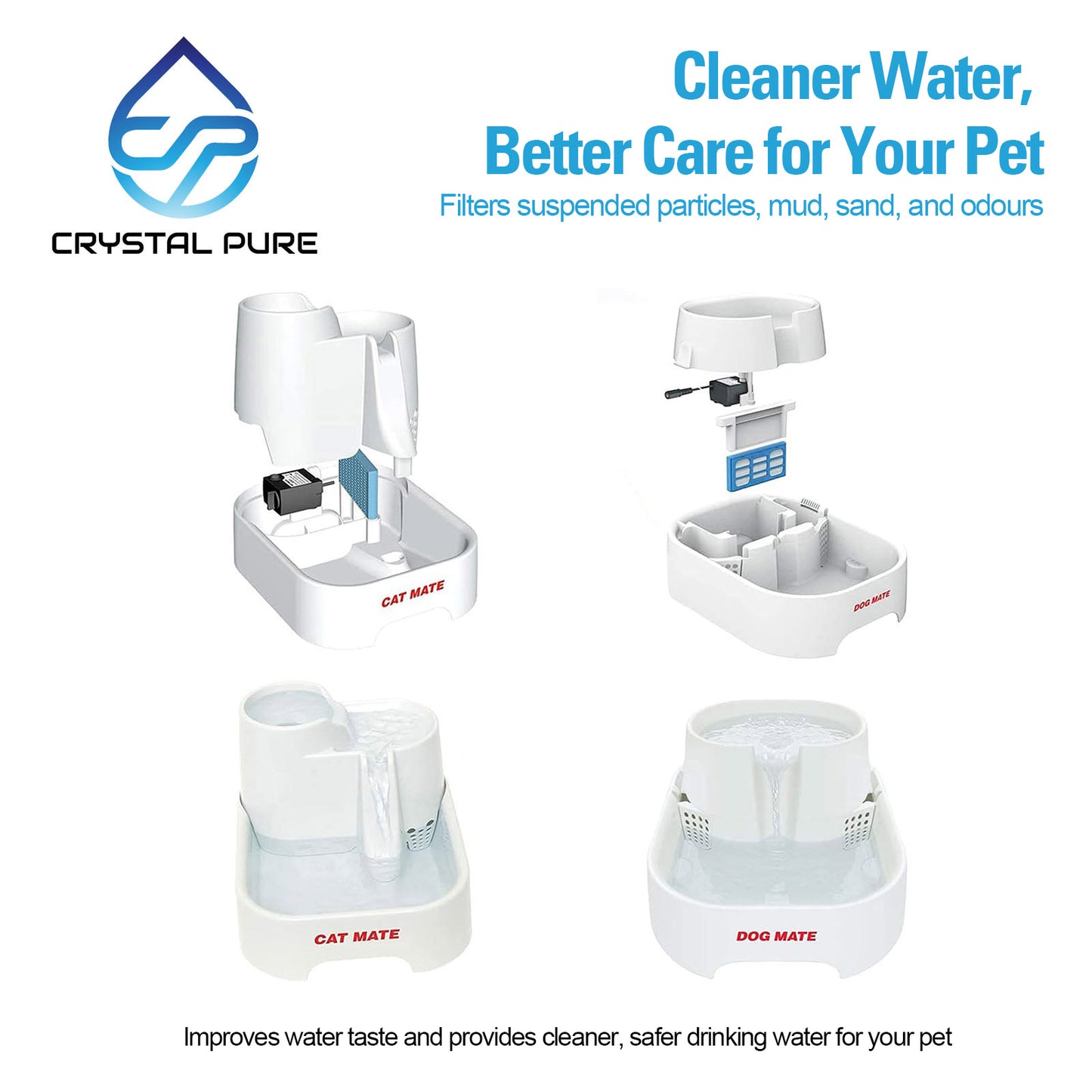 4x Replacement Carbon Filters Cartridges For Dog Mate & Cat Mate Pet Water Drinking Fountain