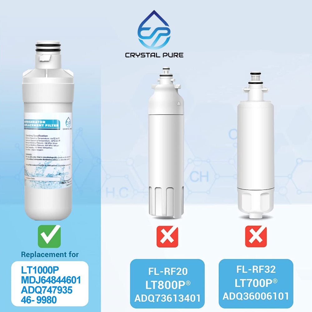 3x Replacement Refrigerator Water Filter LT1000P and Air Filter LT120F for LG LT1000PC, ADQ74793501, MDJ64844601,LFX Series