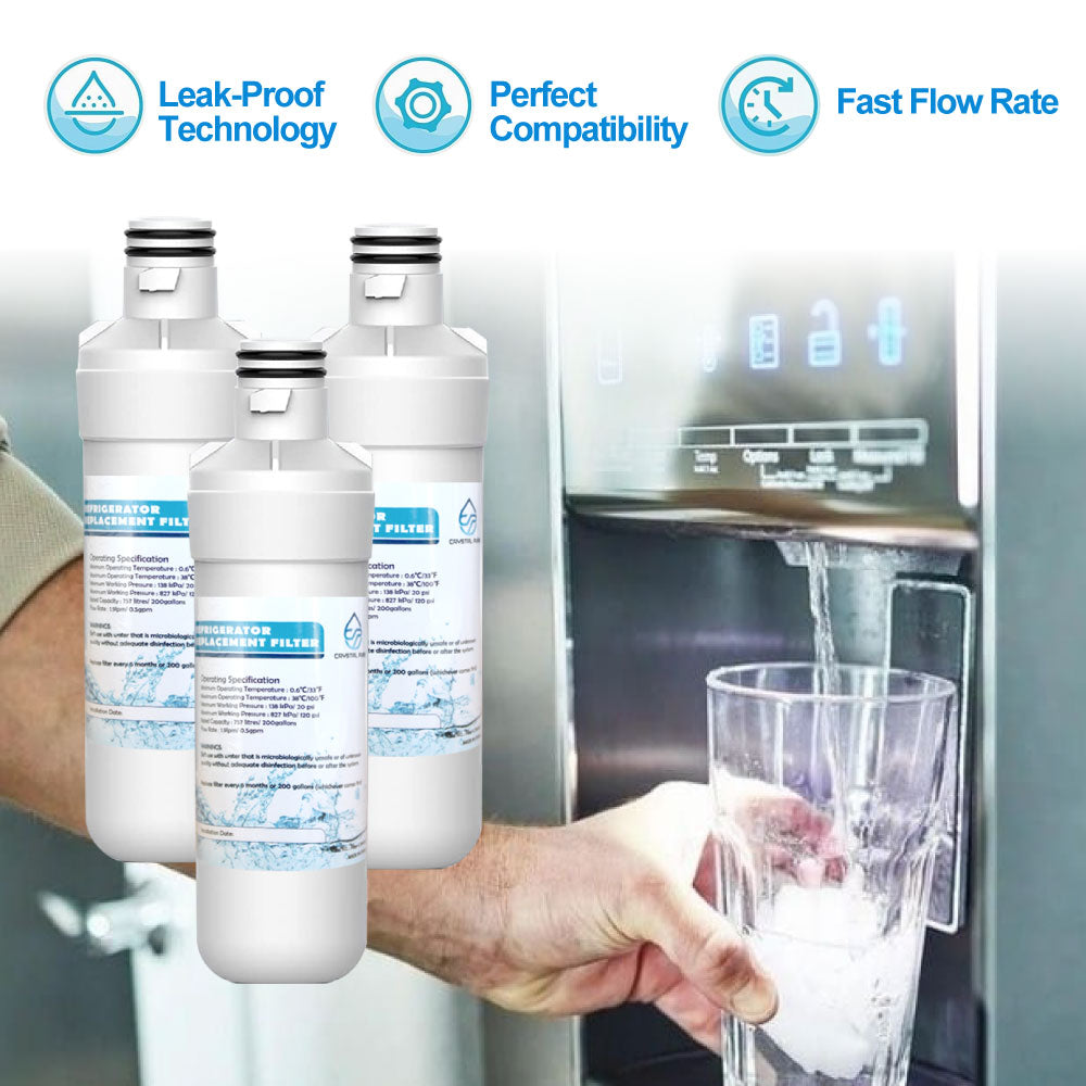 3x Replacement Refrigerator Water Filter LT1000P and Air Filter LT120F for LG LT1000PC, ADQ74793501, MDJ64844601,LFX Series