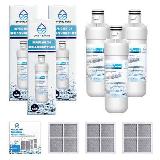 3x Replacement Refrigerator Water Filter LT1000P and Air Filter LT120F for LG LT1000PC, ADQ74793501, MDJ64844601,LFX Series