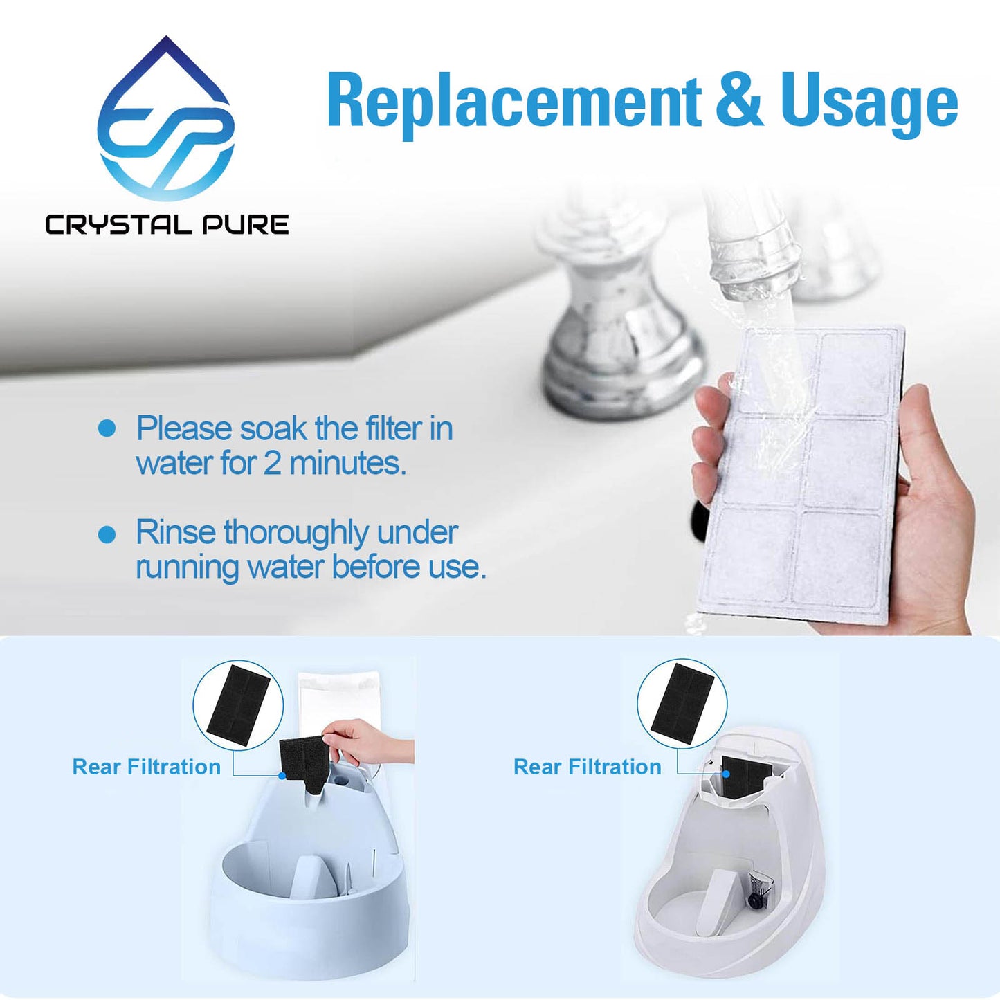 4x Replacement Charcoal Filters for PetSafe Drinkwell Original/Platinum/Big Dog/Multi-Tier/Everflow/RF6C-INTL-19/PAC00-1307 Pet Water Fountain