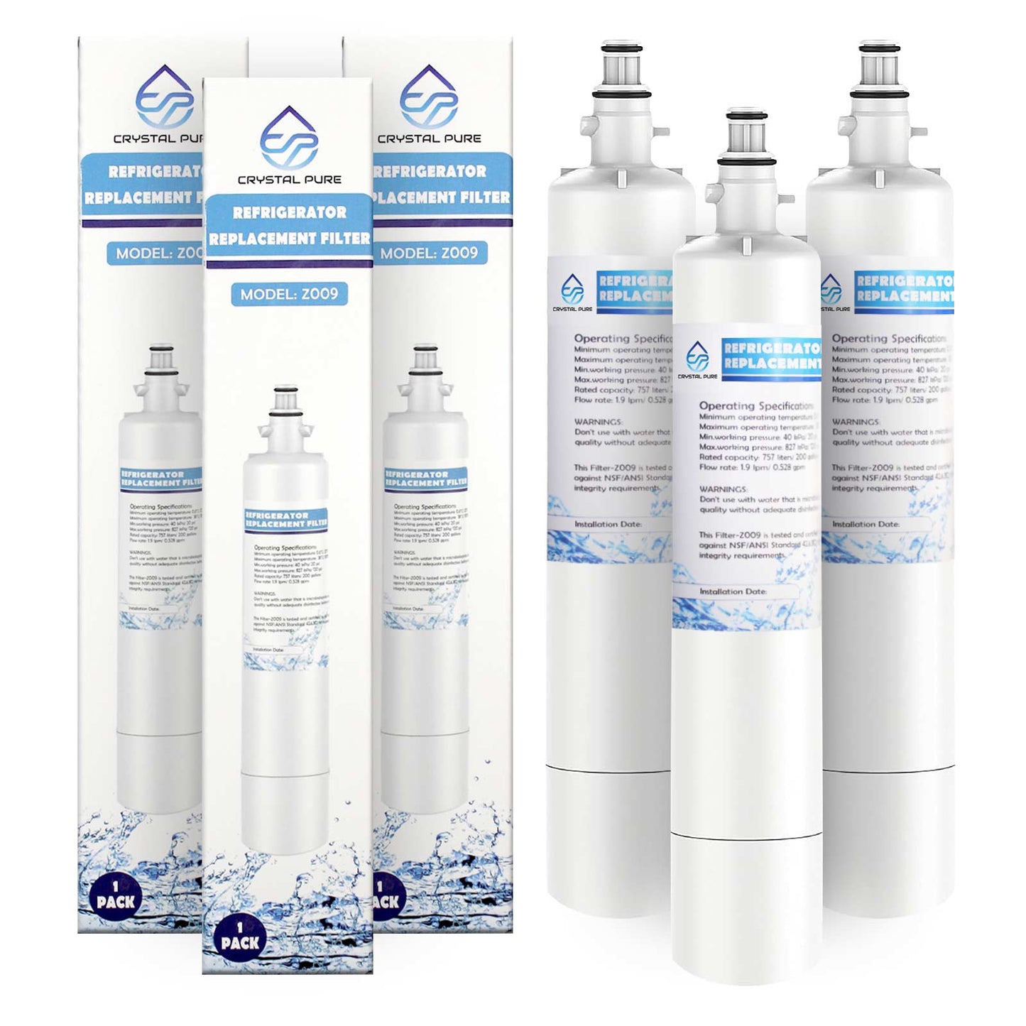 3-Pack Fridge Water Filter 847200 for Fisher Paykel External Premium RF605QDUVX1 RF522ADUX5 RF522WDRUX5 RF605QDUVX1 RS9120WRJ1 RS9120WLJ1 RS9120WRU1